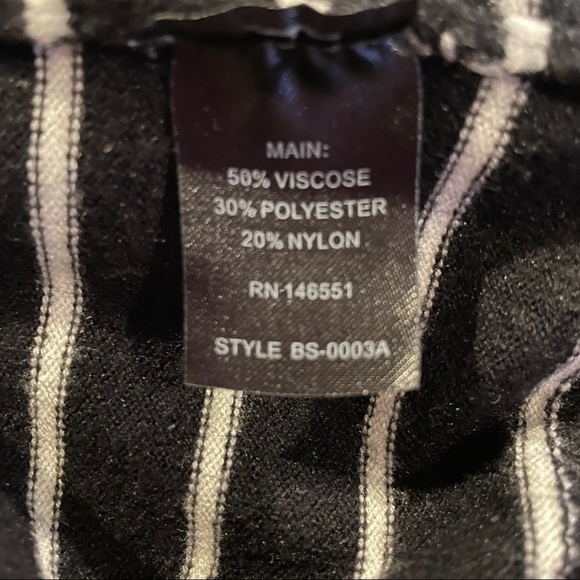 Black and White Striped Y2K Style Pullover Sweater - Picture 3 of 11